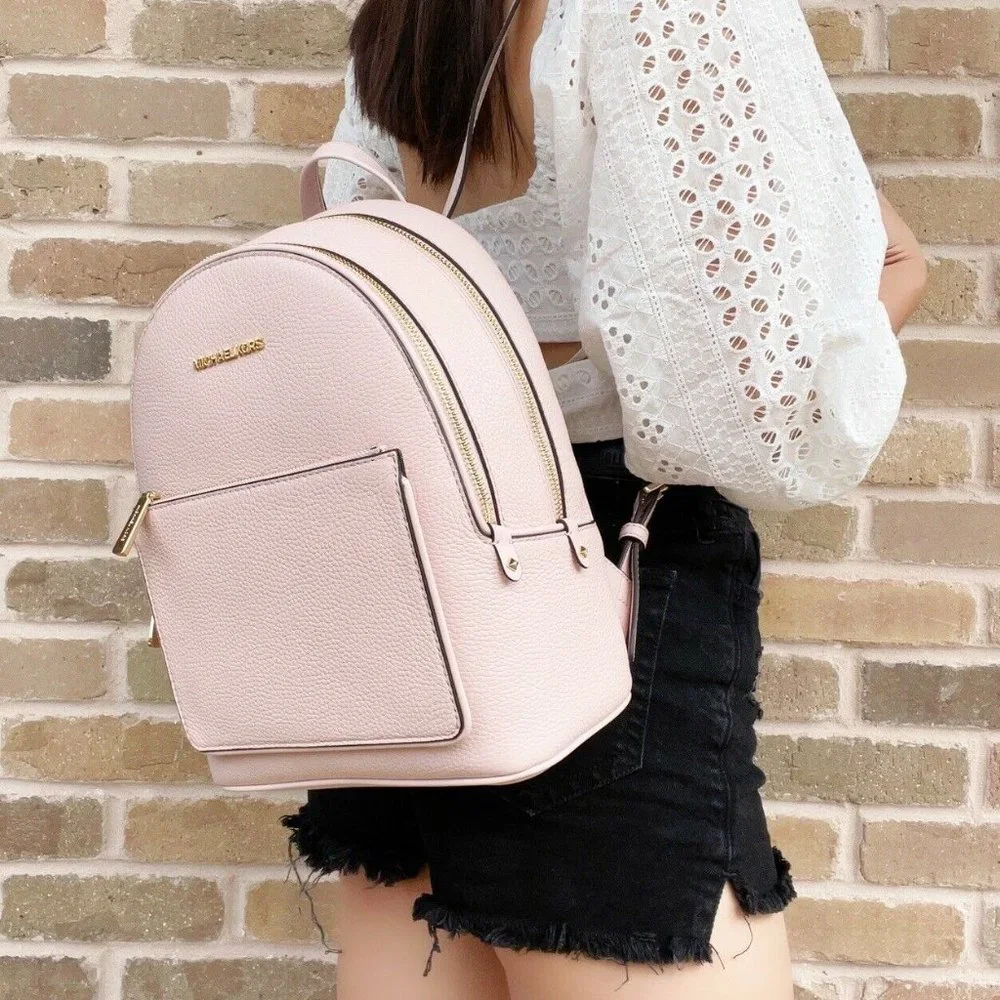 Michael Kors Pale Pink Pebbled Leather Backpack